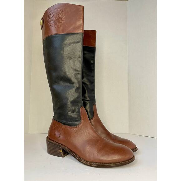 Vince Camuto Leather Karena Brown Equestrian Riding Boots Women’s 7.5B EU 37.5 - Picture 1 of 14